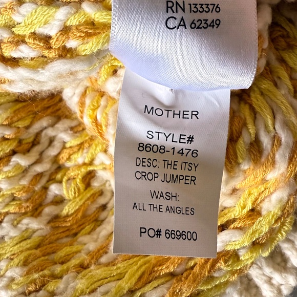 NWT MOTHER The Itsy Crochet Sweater Women’s Large All The Angles Gold Boho Luxe - Picture 10 of 12